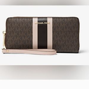 Michael Kors Logo Stripe Continental wristlet